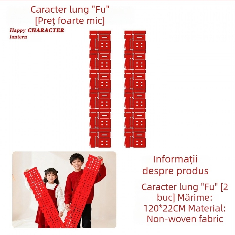 Set decor foto pentru Festivalul Primăverii cu Anul Calului — decorațiuni din felt, stil Chinezesc, perechi de inscripții (Produs 008)