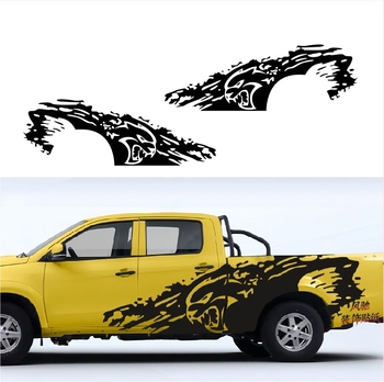 Autocolant pentru caroserie pentru bara laterală C60 – Model animal, Set stânga-dreapta, Aderență puternică, Montaj prin lipire