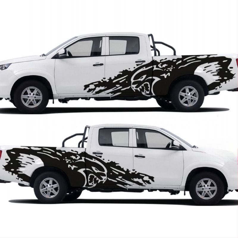 Autocolant pentru caroserie pentru bara laterală C60 – Model animal, Set stânga-dreapta, Aderență puternică, Montaj prin lipire