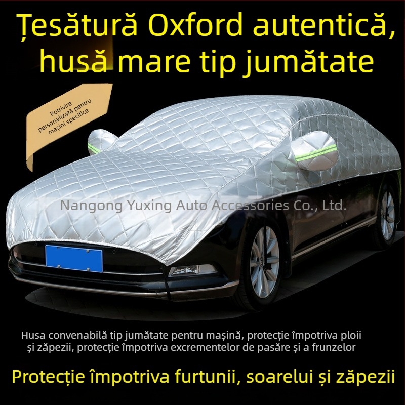 Husă auto pe jumătate pentru toate anotimpurile, protecție UV, ploaie, izolație termică și acoperiș îngroșat