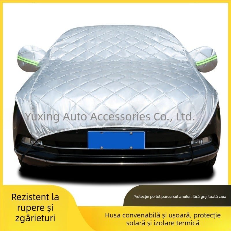 Husă auto pe jumătate pentru toate anotimpurile, protecție UV, ploaie, izolație termică și acoperiș îngroșat