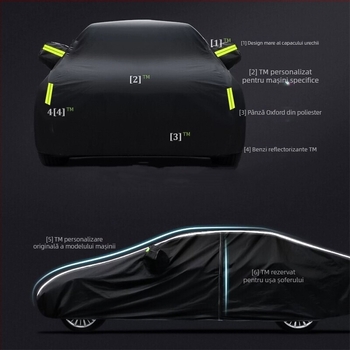 Husă auto din țesătură Oxford 210D, căptușită cu catifea și îngroșată, impermeabilă la ploaie, zăpadă, frig și raze de soare, husă completă pentru mașină
