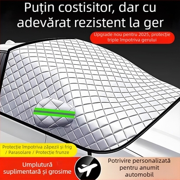 Acoperire universală pentru parbrizul din față al mașinii - PVC, dublu strat, montaj retractabil, model în carouri