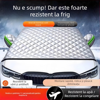 Acoperire universală pentru parbrizul din față al mașinii - PVC, dublu strat, montaj retractabil, model în carouri