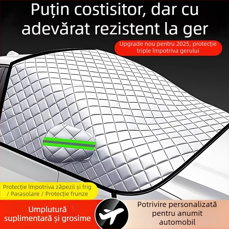 Acoperire universală pentru parbrizul din față al mașinii - PVC, dublu strat, montaj retractabil, model în carouri