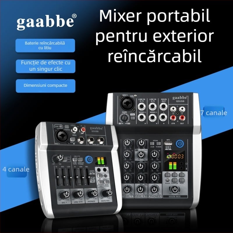 Q5 Q3 Procesor audio profesional cu efecte de reverber și canale multiple, mixer pentru studio și emisie live