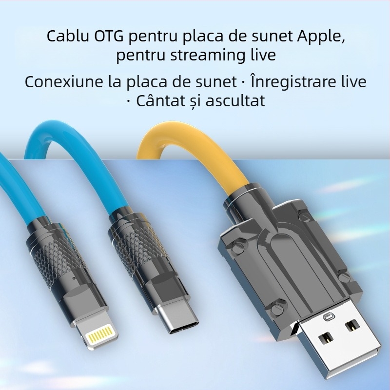 Kussel cablu OTG pentru ieșire audio, pentru telefoane Apple și Android, 480 Mbps, 1-2 m, nucleu din cupru