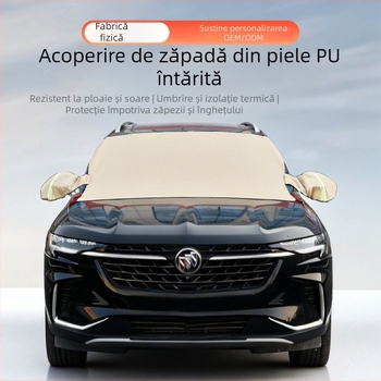 Acoperire jumătate parbriz auto, piele PU, iarnă, universală, 910 g, montaj încorporat