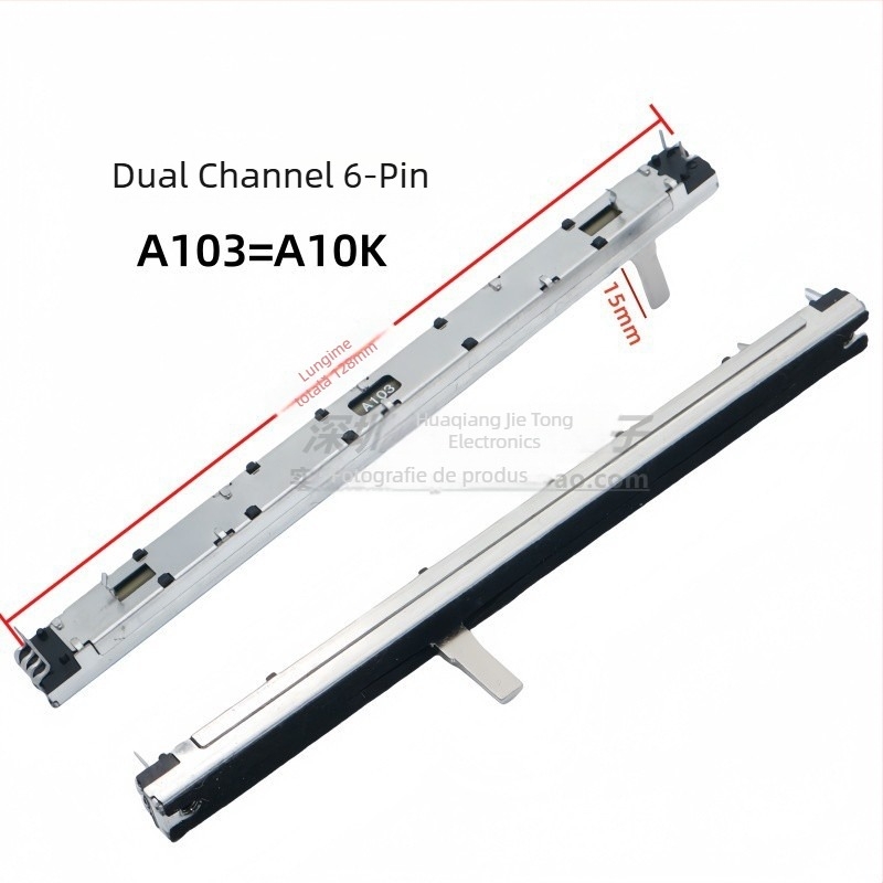 Potentiometru fader push-pull cu două canale, 10K, tip A/B, pentru mixer