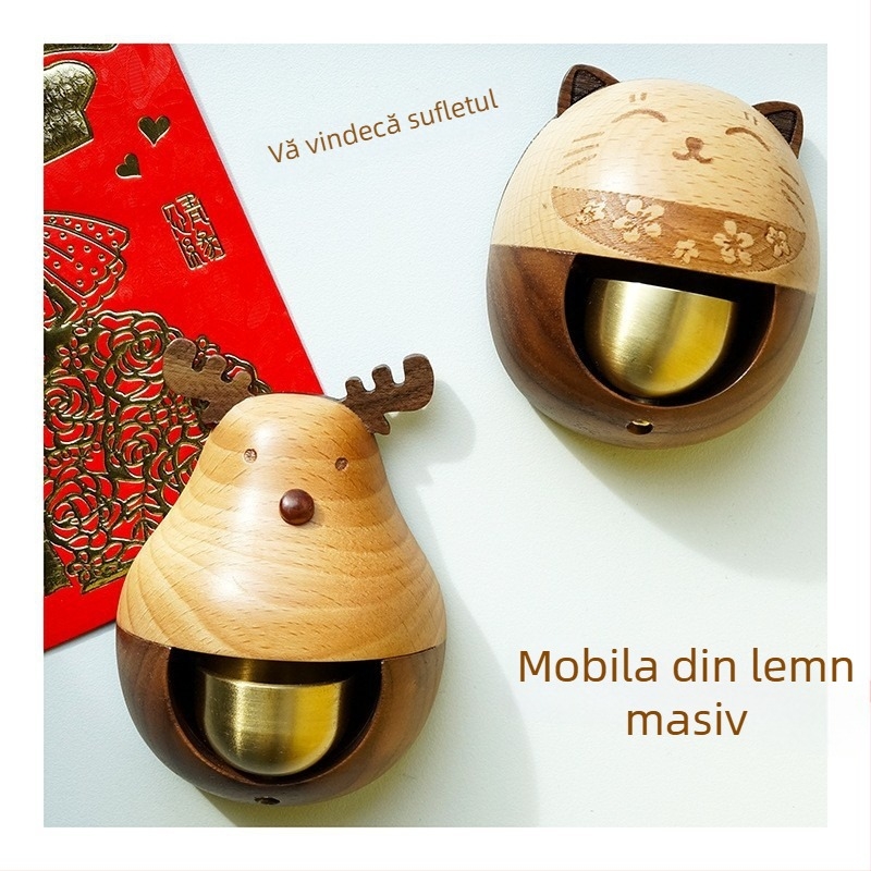 Clopoțel de ușă cu pisică norocoasă, stil japonez, metal, gravură, marcă Wu Mu, cadou pentru casa nouă