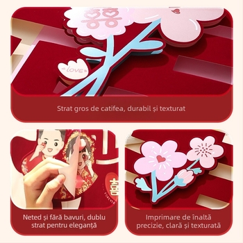 Autocolant pentru ușă și fereastră la nuntă – motiv Dublă Fericire, decor pentru dormitorul miresei, material flocking, Feixunfei