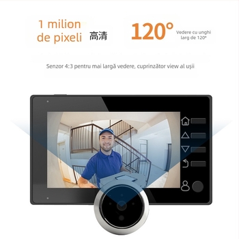 Sonerie video pentru ușă cat's-eye cu vizionare infraroșu pe timp de noapte, cameră HD, model Q10/X10, baterie litiu 3.7V