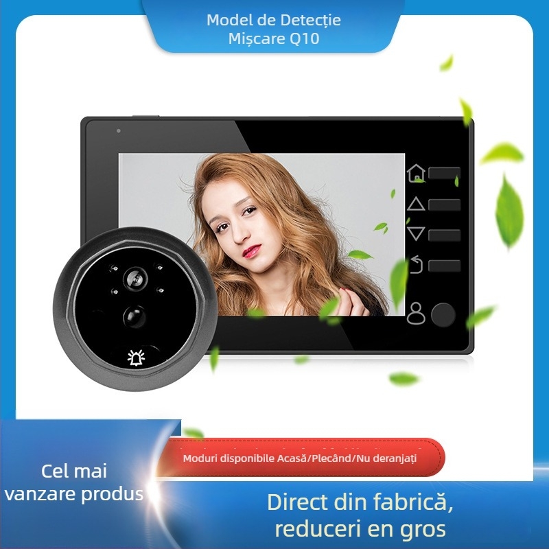 Sonerie video pentru ușă cat's-eye cu vizionare infraroșu pe timp de noapte, cameră HD, model Q10/X10, baterie litiu 3.7V
