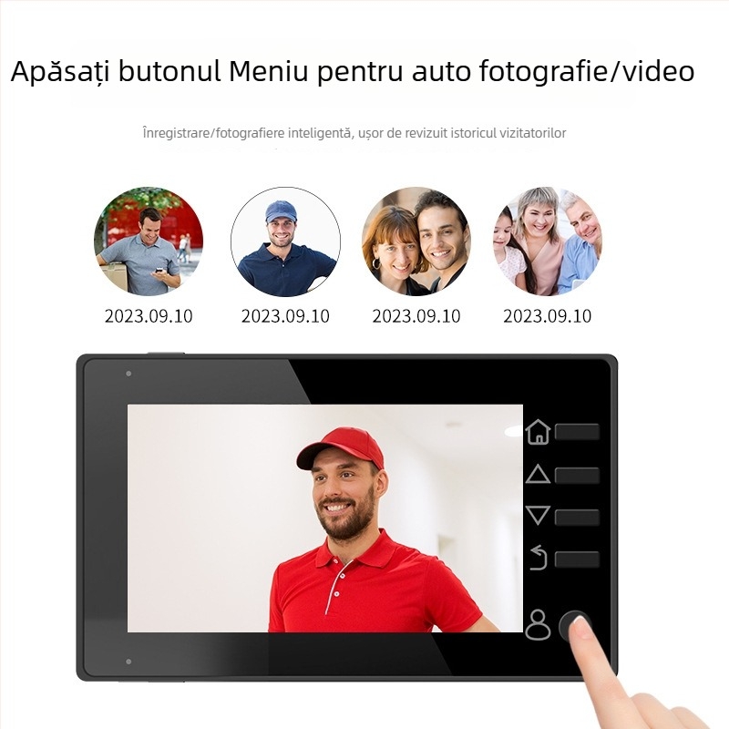 Sonerie video pentru ușă cat's-eye cu vizionare infraroșu pe timp de noapte, cameră HD, model Q10/X10, baterie litiu 3.7V