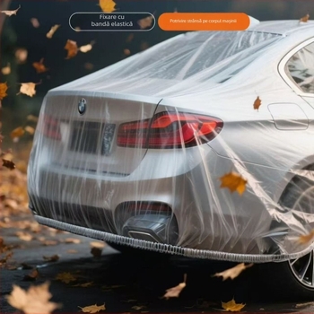 Acoperire auto transparentă, de unică folosință – protecție împotriva soarelui, ploilor și prafului, acoperire completă, universală pentru toate anotimpurile, PE material