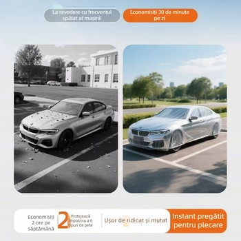 Acoperire auto transparentă, de unică folosință – protecție împotriva soarelui, ploilor și prafului, acoperire completă, universală pentru toate anotimpurile, PE material