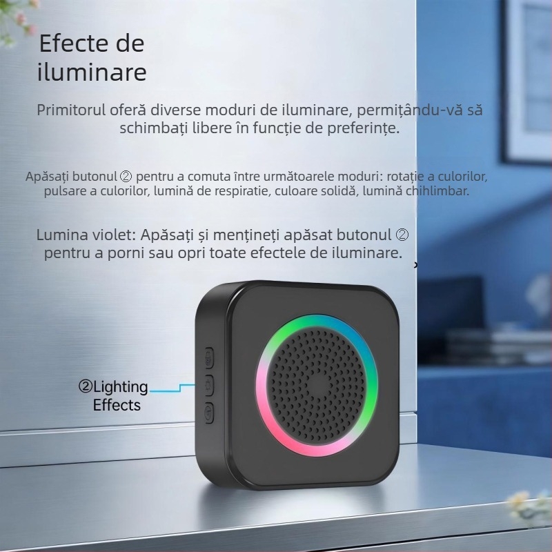 Sonerie wireless cu telecomandă, alimentare la rețea 110-250V, sonerie 63, consum 0.2W, potrivit pentru casă, birou, centru de îngrijire, hotel