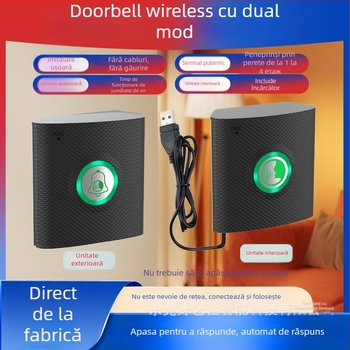 Sonerie interfon H9A — Alimentare la priză 5V, 8 tonalități, rază până la 200 m, dispozitiv de apel fără fir pentru clădiri, pentru casă și birou