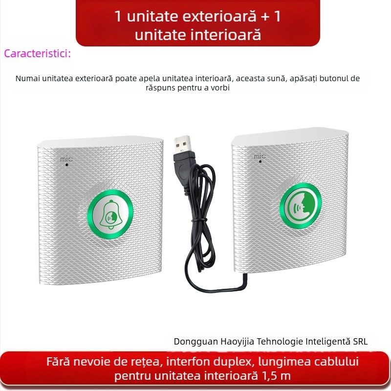 Sonerie interfon H9A — Alimentare la priză 5V, 8 tonalități, rază până la 200 m, dispozitiv de apel fără fir pentru clădiri, pentru casă și birou