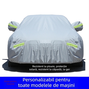 Acoperire auto universală din velur gros de bumbac, imprimare logo, protecție împotriva zăpezii, ploilor și razelor de soare, greutate 3 kg, personalizare disponibilă