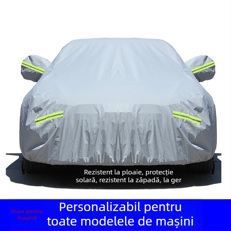 Acoperire auto universală din velur gros de bumbac, imprimare logo, protecție împotriva zăpezii, ploilor și razelor de soare, greutate 3 kg, personalizare disponibilă