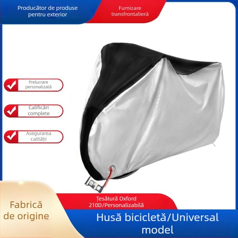 Hongsheng husă pentru bicicletă, țesătură argintie 210T/210D, impermeabilă, rezistentă la soare, praf, imprimare logo, personalizabilă, pentru biciclete și biciclete de munte, 320 g