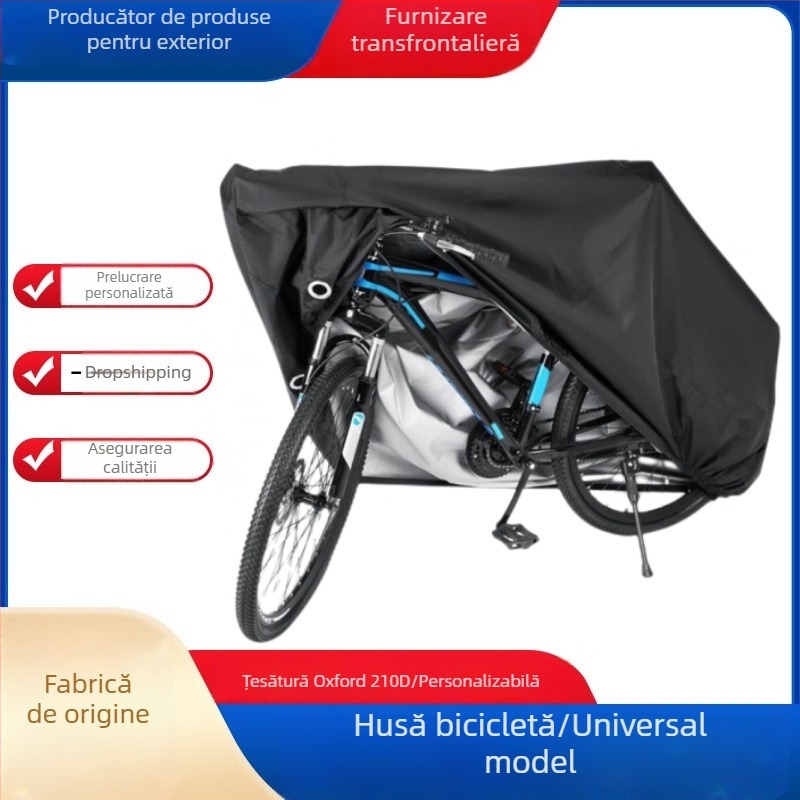 Hongsheng husă pentru bicicletă, țesătură argintie 210T/210D, impermeabilă, rezistentă la soare, praf, imprimare logo, personalizabilă, pentru biciclete și biciclete de munte, 320 g