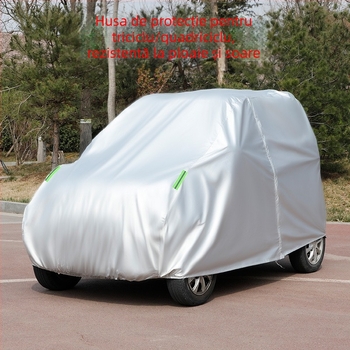 Husă de ploaie pentru tricicleta electrică, material Oxford, impermeabilă, rezistentă la soare și praf, compatibilă cu tricicleta electrică, vehicule cu patru roți și cu două roți