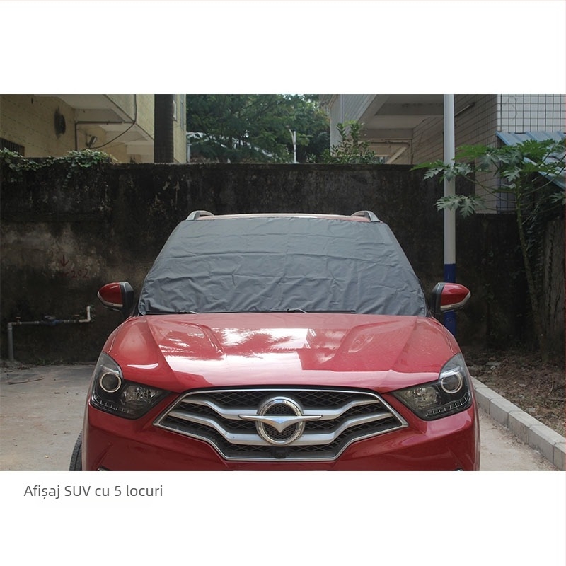 Acoperire parbriz auto — protecție împotriva degerării, zăpezii, soarelui și prafului; Mătase poliester, 200 g; Compatibil cu toate parbrizele frontale