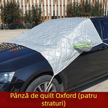 Acoperire pentru zăpadă auto cu cinci straturi îngroșate, din folie de aluminiu, universală, montaj telescopic, model grilă