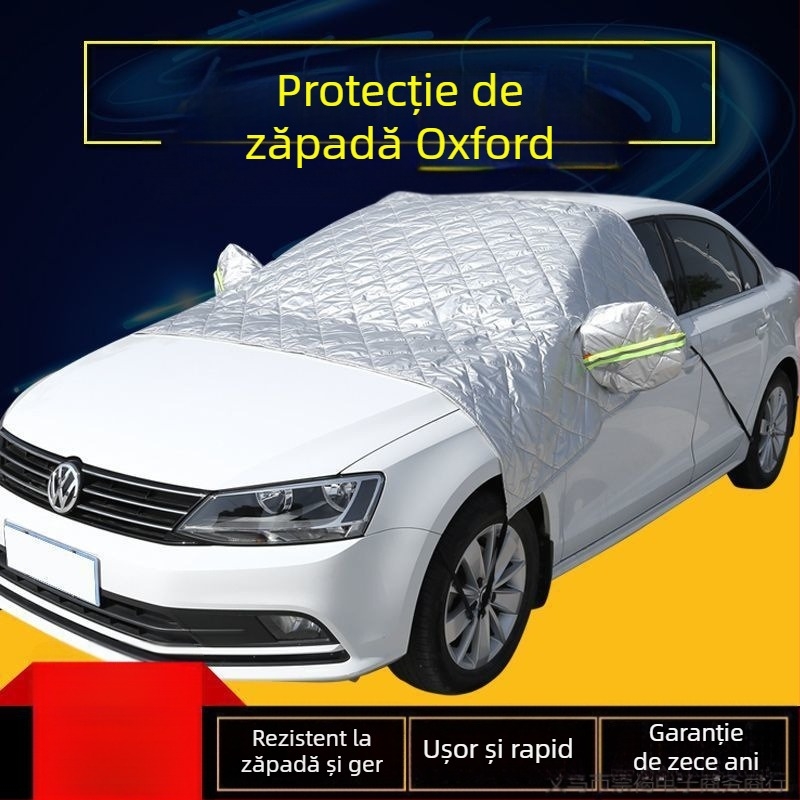 Acoperire pentru zăpadă auto cu cinci straturi îngroșate, din folie de aluminiu, universală, montaj telescopic, model grilă