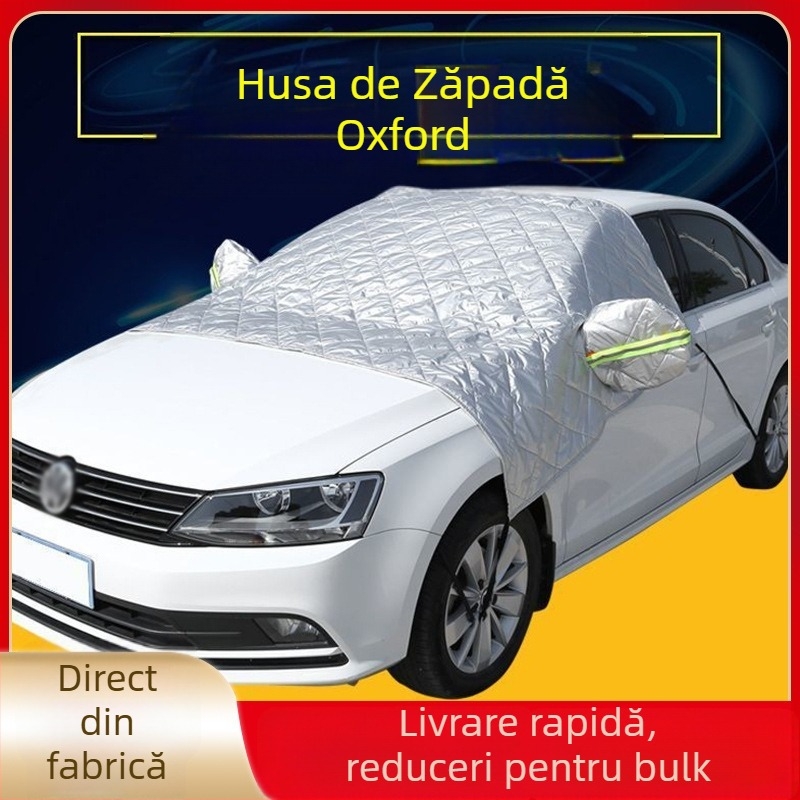 Acoperire pentru zăpadă auto cu cinci straturi îngroșate, din folie de aluminiu, universală, montaj telescopic, model grilă