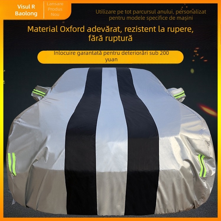 Husa auto Oxford cu model color-block, impermeabilă și protecție UV, universală pentru toate anotimpurile, personalizabilă, protecție împotriva prafului