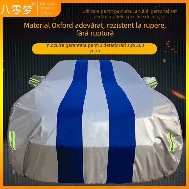 Husa auto Oxford cu model color-block, impermeabilă și protecție UV, universală pentru toate anotimpurile, personalizabilă, protecție împotriva prafului