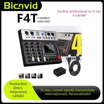 Mixer audio profesional cu 4- sau 6 canale, cu reverber DSP, Bluetooth, redare USB și înregistrare, pentru reprezentații live și karaoke acasă