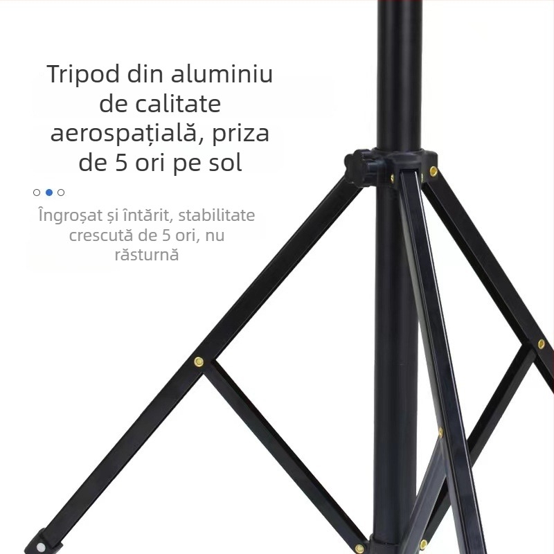Tripod metal pentru transmisie live, 5 secțiuni, înălțime 200 cm, sarcină 3 kg, diametre 25/22/19/16/14 mm