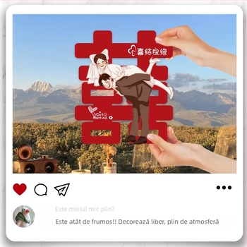 Autocolante cu fixare statică, cu simbolul Fericirii Duble, pentru decorul ferestrelor și ușilor de sticlă la nunți (PVC; Brand: Alt; Import: Nu; Categorie: Fericire)