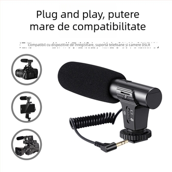 Microfon shotgun pentru camere, model KATTO-G1; carcasă din plastic; potrivit pentru camere, vlogging și interviuri; capacitate de încărcare sub 2 kg; lansat în 2021