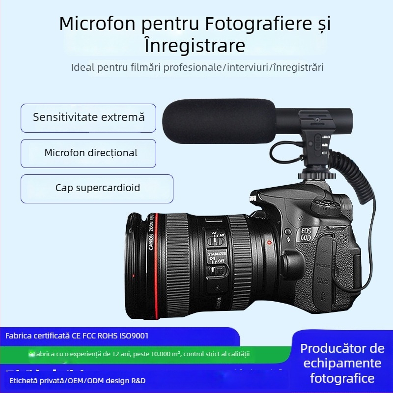 Microfon shotgun pentru camere, model KATTO-G1; carcasă din plastic; potrivit pentru camere, vlogging și interviuri; capacitate de încărcare sub 2 kg; lansat în 2021