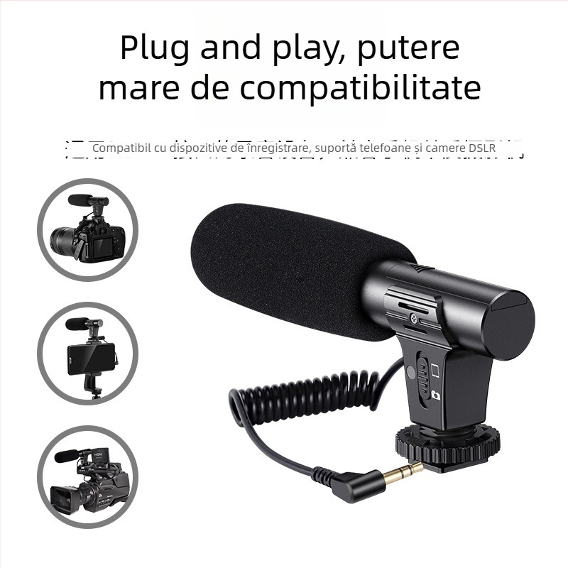 Microfon shotgun pentru camere, model KATTO-G1; carcasă din plastic; potrivit pentru camere, vlogging și interviuri; capacitate de încărcare sub 2 kg; lansat în 2021