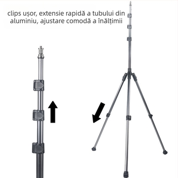 Suport pentru iluminat fotografic, aliaj de aluminiu, încărcare 5 kg, diametrul ţevii 23/26 mm, 4 secţiuni, greutate 0,73 kg