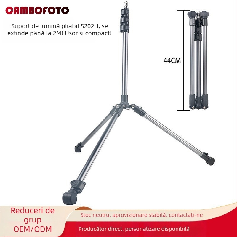 Suport pentru iluminat fotografic, aliaj de aluminiu, încărcare 5 kg, diametrul ţevii 23/26 mm, 4 secţiuni, greutate 0,73 kg