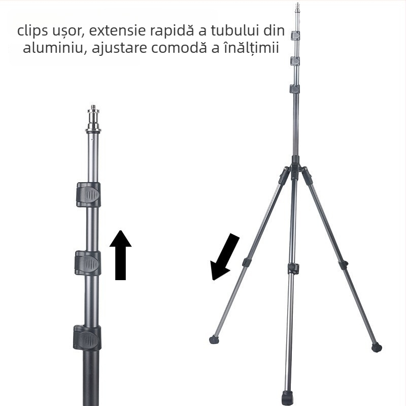 Suport pentru iluminat fotografic, aliaj de aluminiu, încărcare 5 kg, diametrul ţevii 23/26 mm, 4 secţiuni, greutate 0,73 kg