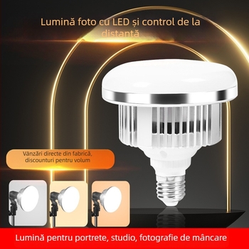Lumină pentru fotografie digitală pentru streaming live, LED-uri de înaltă putere 2835, reglabilă în intensitate, 3000K-6500K, bază E27, acoperire de 15-20 m²