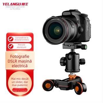 Șină electrică pentru DSLR și telefon inteligent cu telecomandă wireless, aliaj de aluminiu, sarcină până la 3 kg, modelul L4X, YELANGU Wolf King, compatibil cu toate camerele DSLR și DV de acasă, filmare pe linie dreaptă și curbată