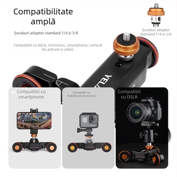 Șină electrică pentru DSLR și telefon inteligent cu telecomandă wireless, aliaj de aluminiu, sarcină până la 3 kg, modelul L4X, YELANGU Wolf King, compatibil cu toate camerele DSLR și DV de acasă, filmare pe linie dreaptă și curbată