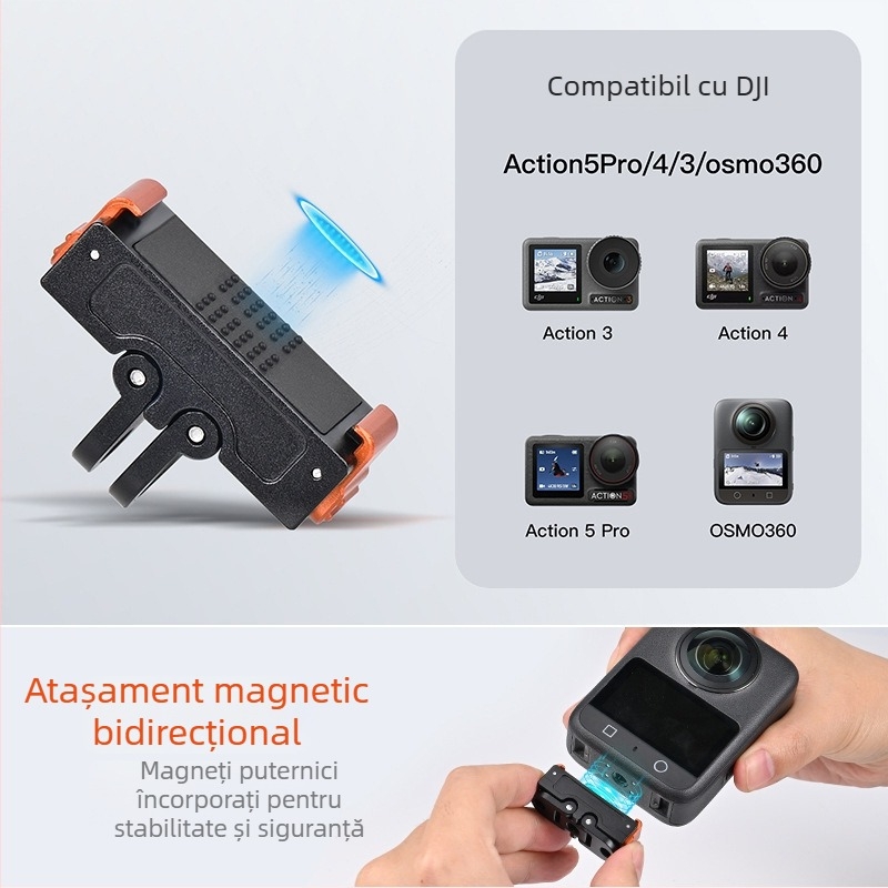 Accesorii pentru cameră: Bază magnetică cu eliberare rapidă din aliaj de aluminiu, pentru DJI Action 6/3/4/5Pro/NANO; Greutate maximă 15 kg; Model KC104