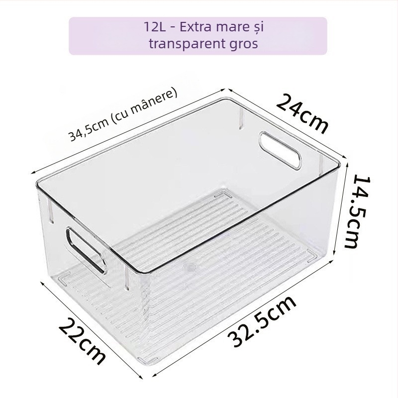 Cutie de depozitare pentru birou PET, 12L, fără capac, pentru living, dormitor și birou