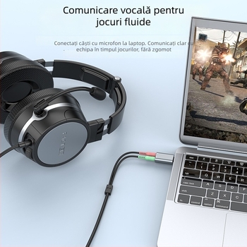 Interfață audio externă Type-C cu dual 3,5 mm pentru tabletă, telefon, PC și notebook — suport pentru căști și microfon pentru karaoke