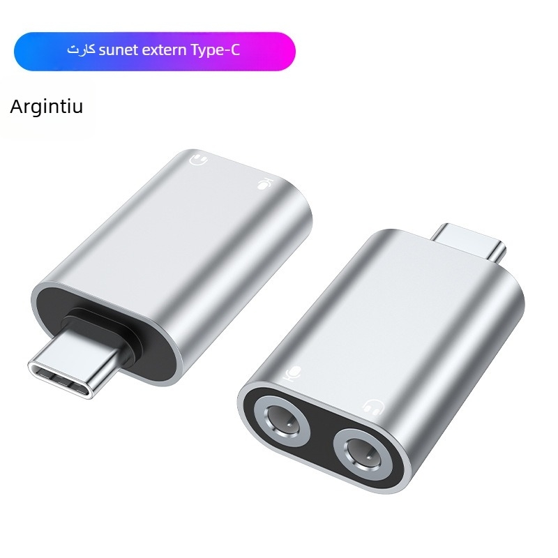 Interfață audio externă Type-C cu dual 3,5 mm pentru tabletă, telefon, PC și notebook — suport pentru căști și microfon pentru karaoke